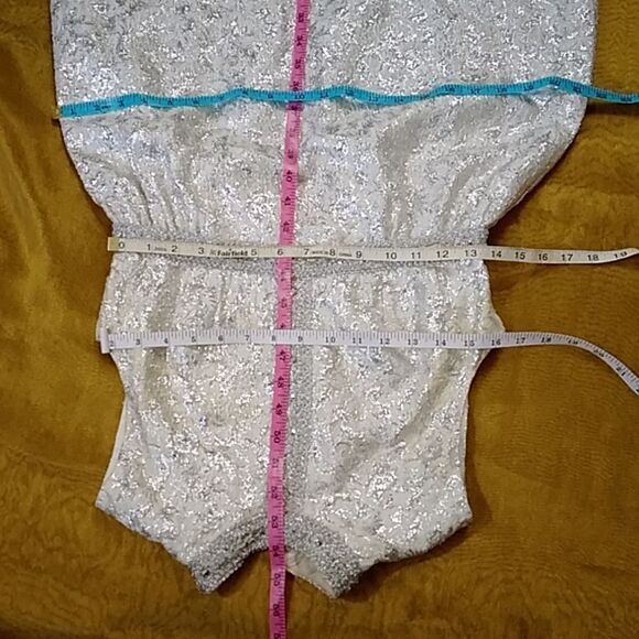 Vintage Handmade Formal Silver And Cream Dress Size S/M Approximate - Picture 11 of 16